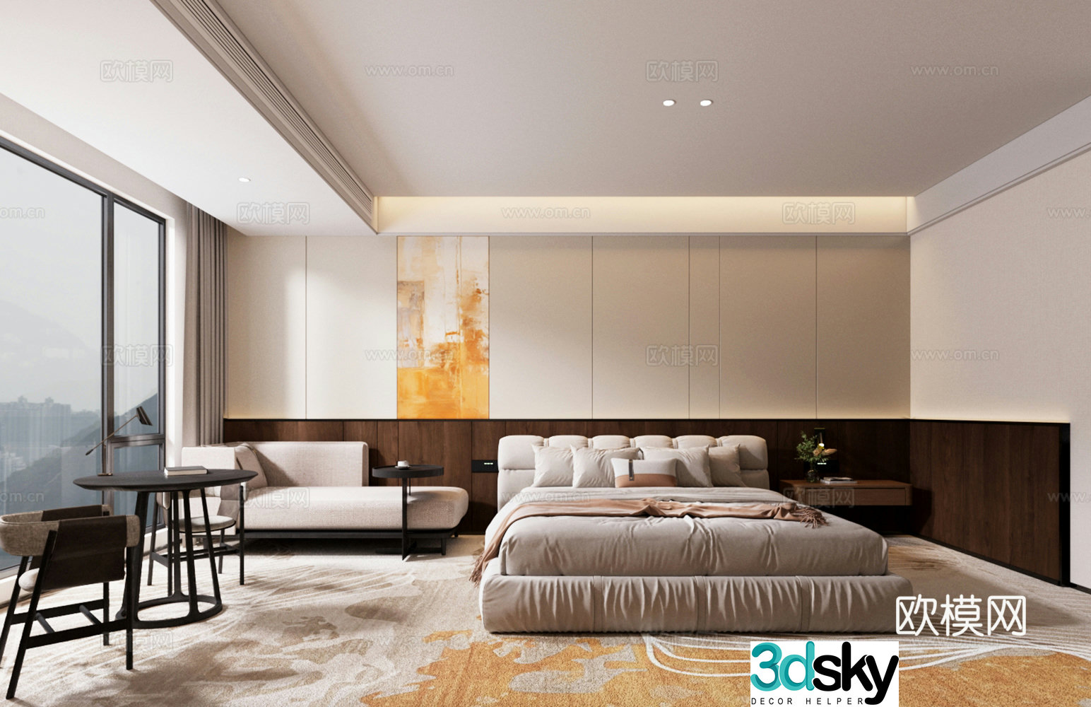 Modern hotel Hotel room Hotel standard room Leisure table and chair combination 3D model