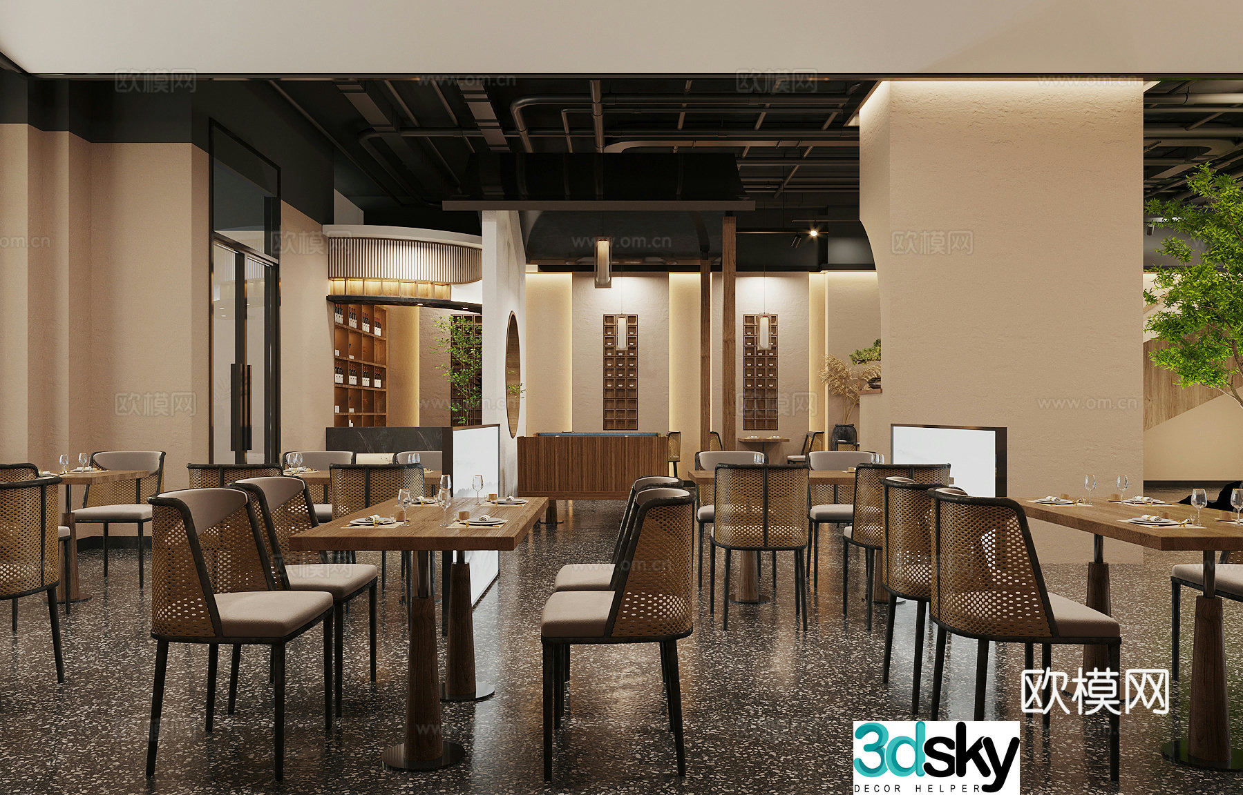 Chinese restaurant Sichuan restaurant 3D model