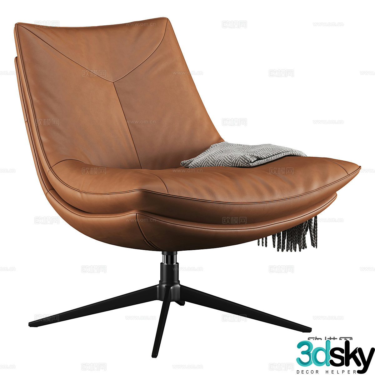Modern Italian light luxury York tan armchair 3d model