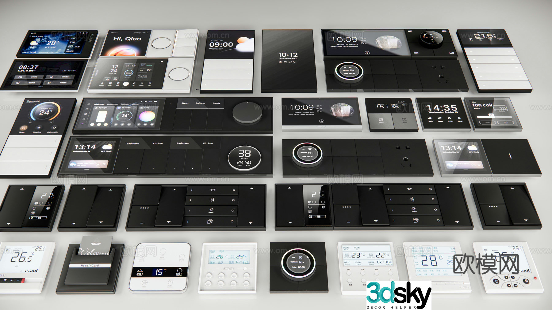 Modern smart switch panel Smart panel Visual panel Function panel Intelligent operation panel 3D model