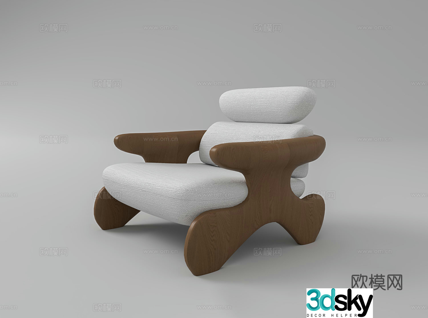 Wasabi single sofa hotel leisure chair lazy chair stylish single sofa log sofa 3d model