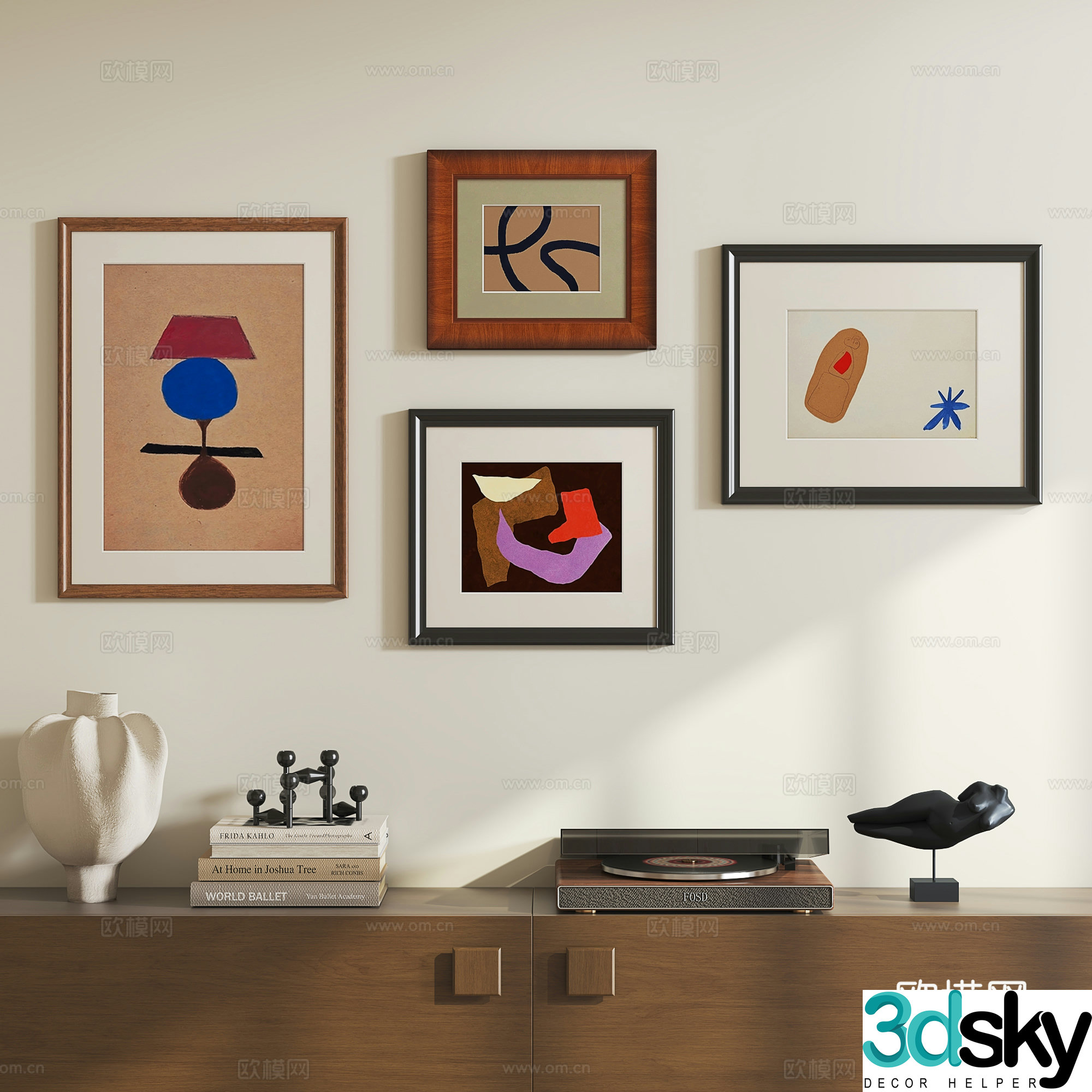 Modern medieval abstract hanging painting 3d model
