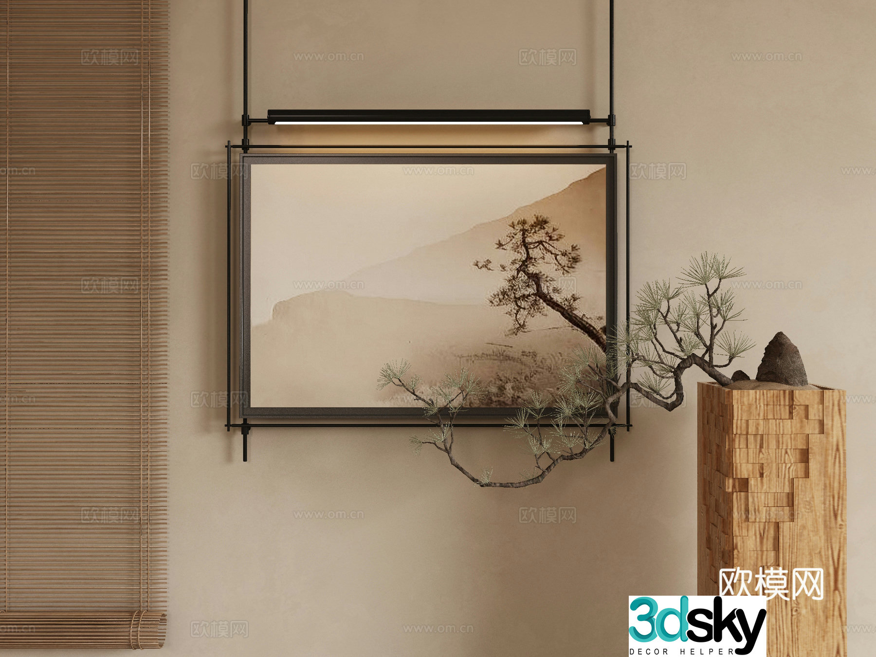 New Chinese style wasabi paintings oil painting 3D model