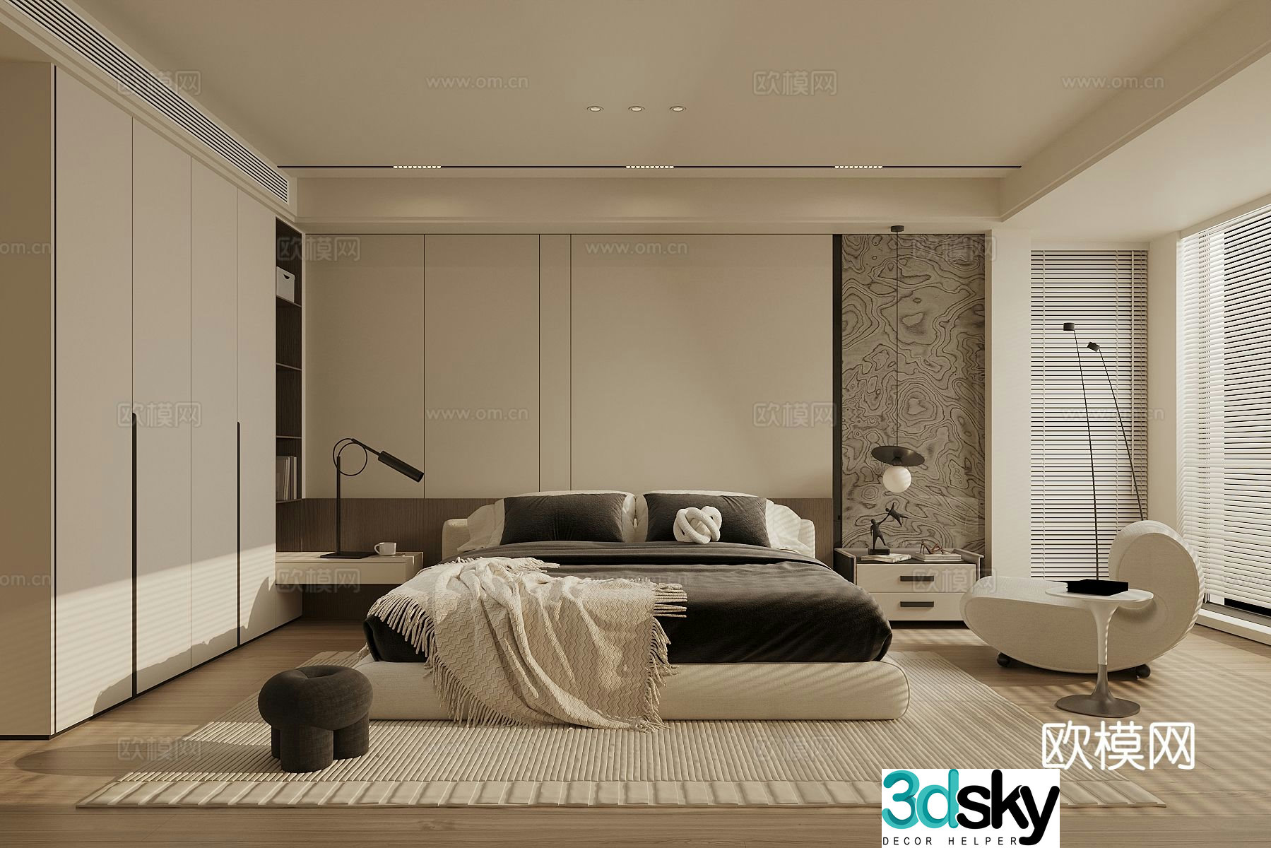 Modern bedroom master bedroom 3d model