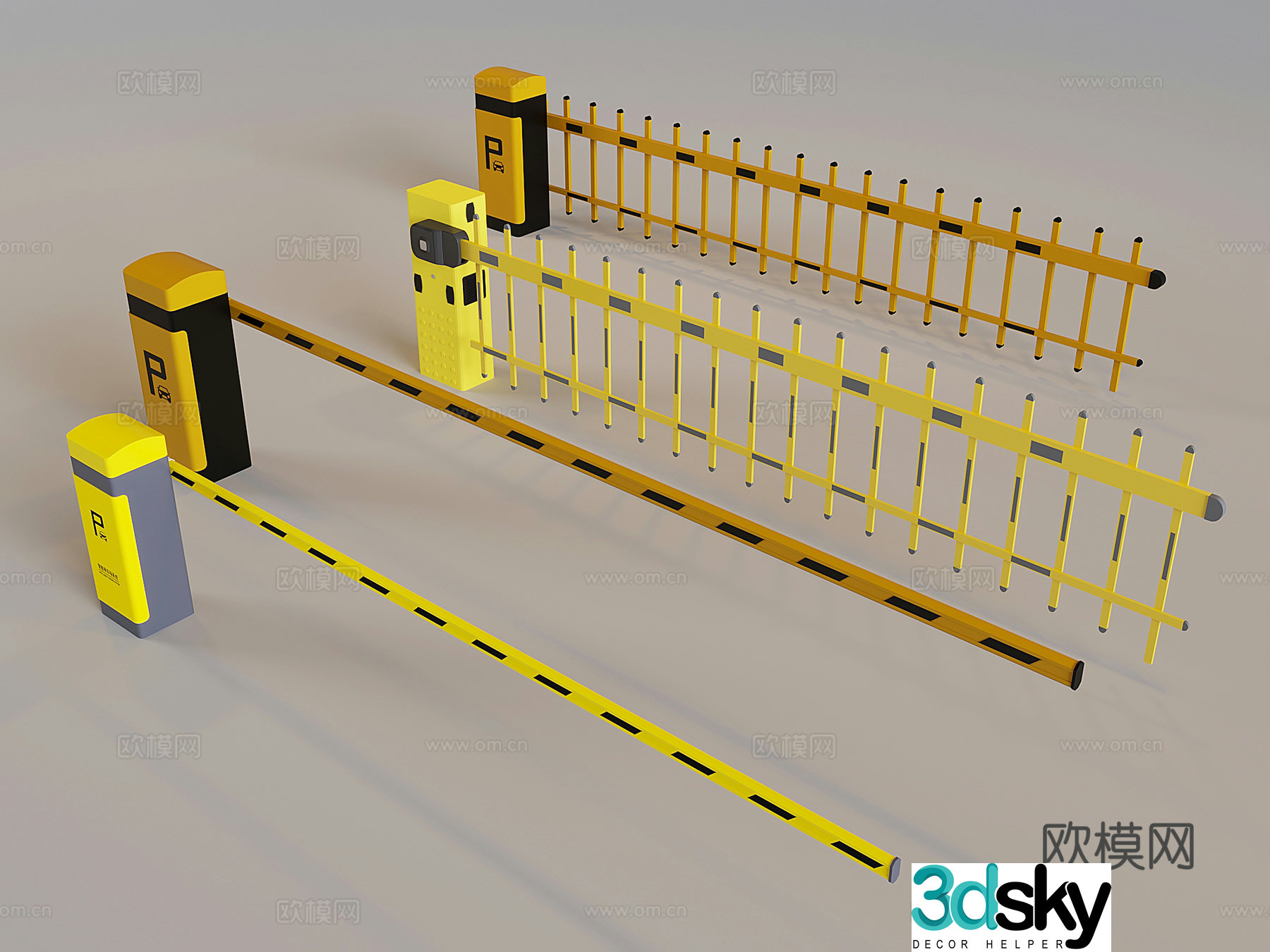 Track gate access control gate parking induction lifting rod 3D model