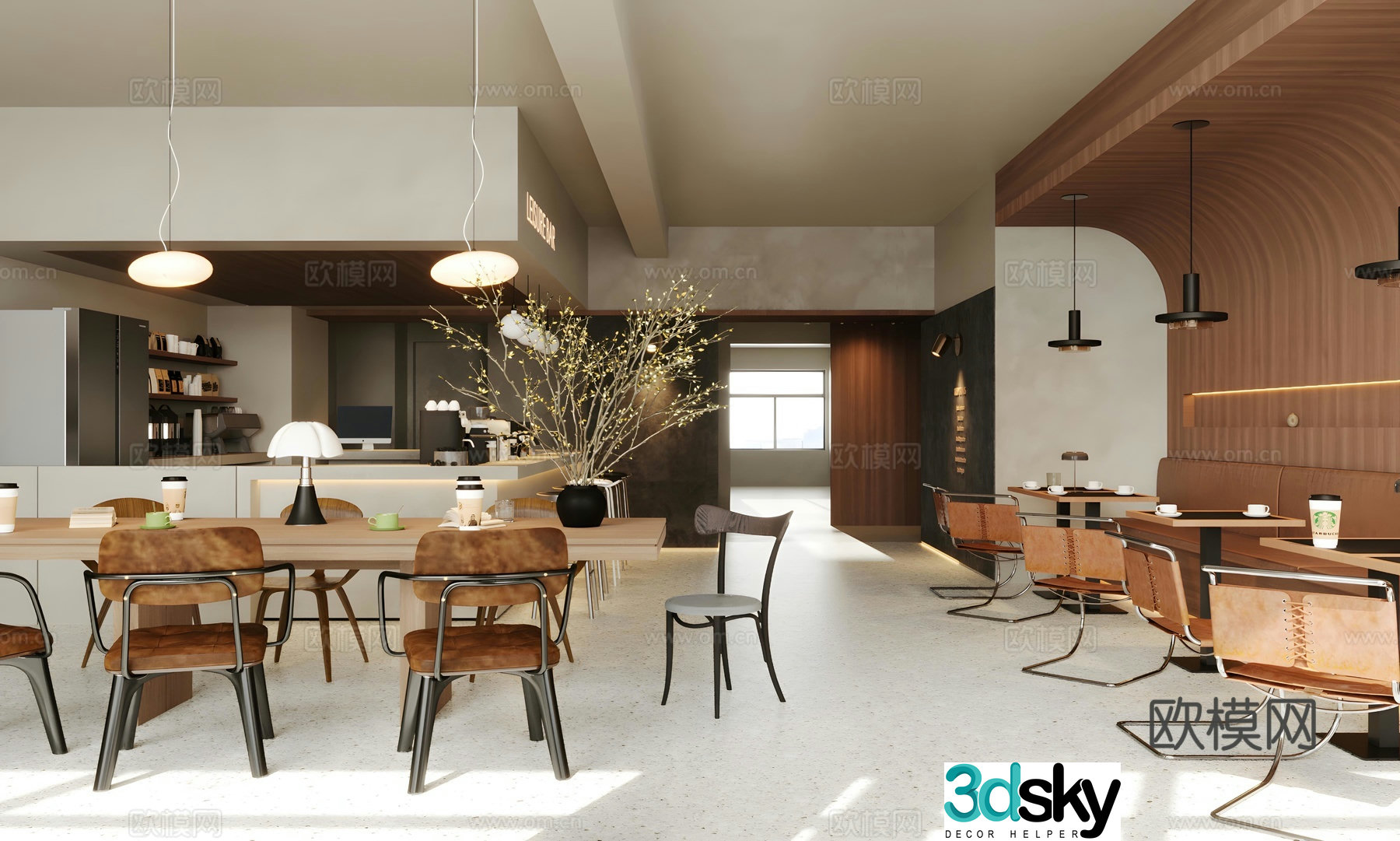 Modern Wasabi Western Restaurant Cafe Milk Tea Shop Tea House Dining Table and Chair Combination Card Area Negotiation Area 3D Model