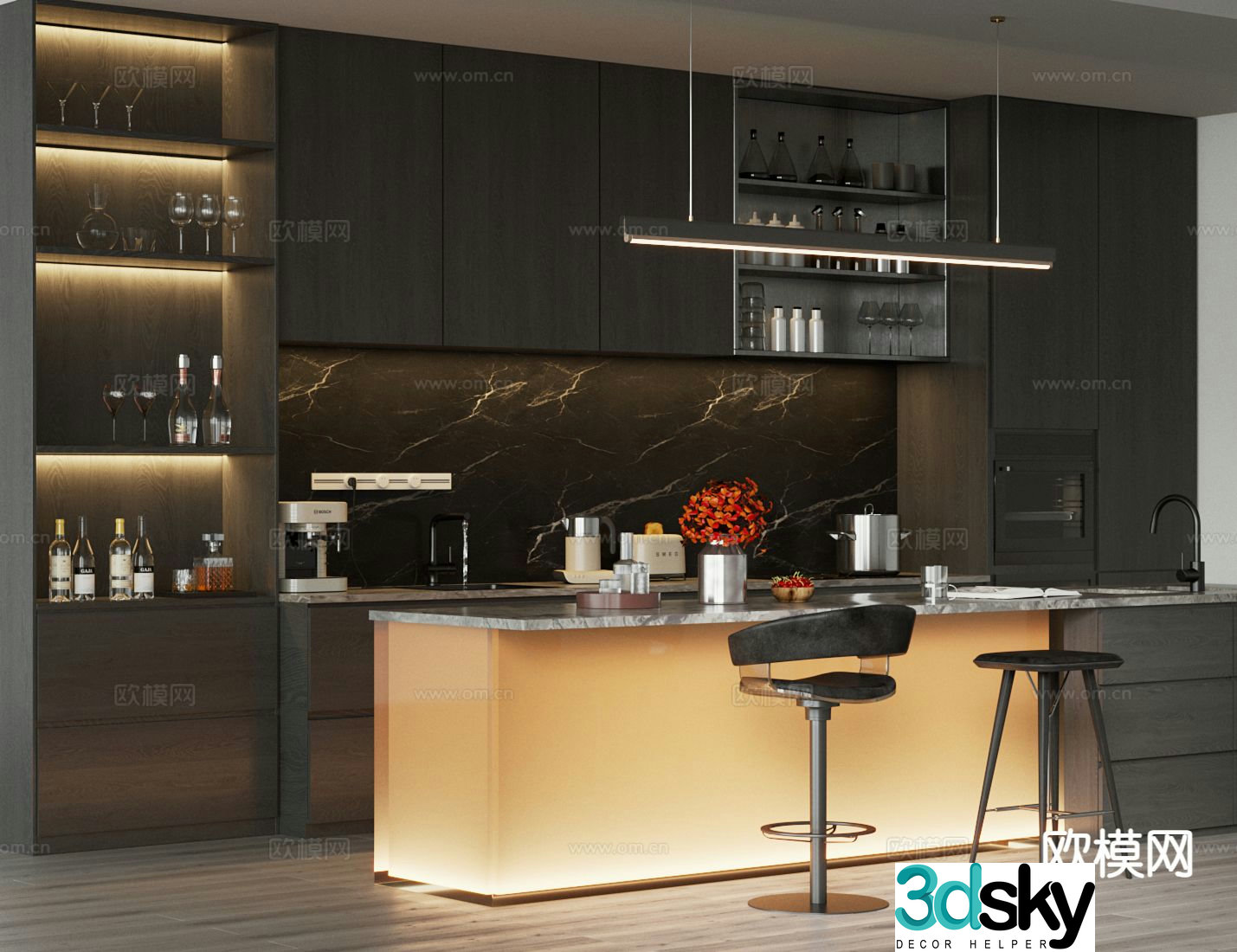 Modern bar water bar bar 3d model