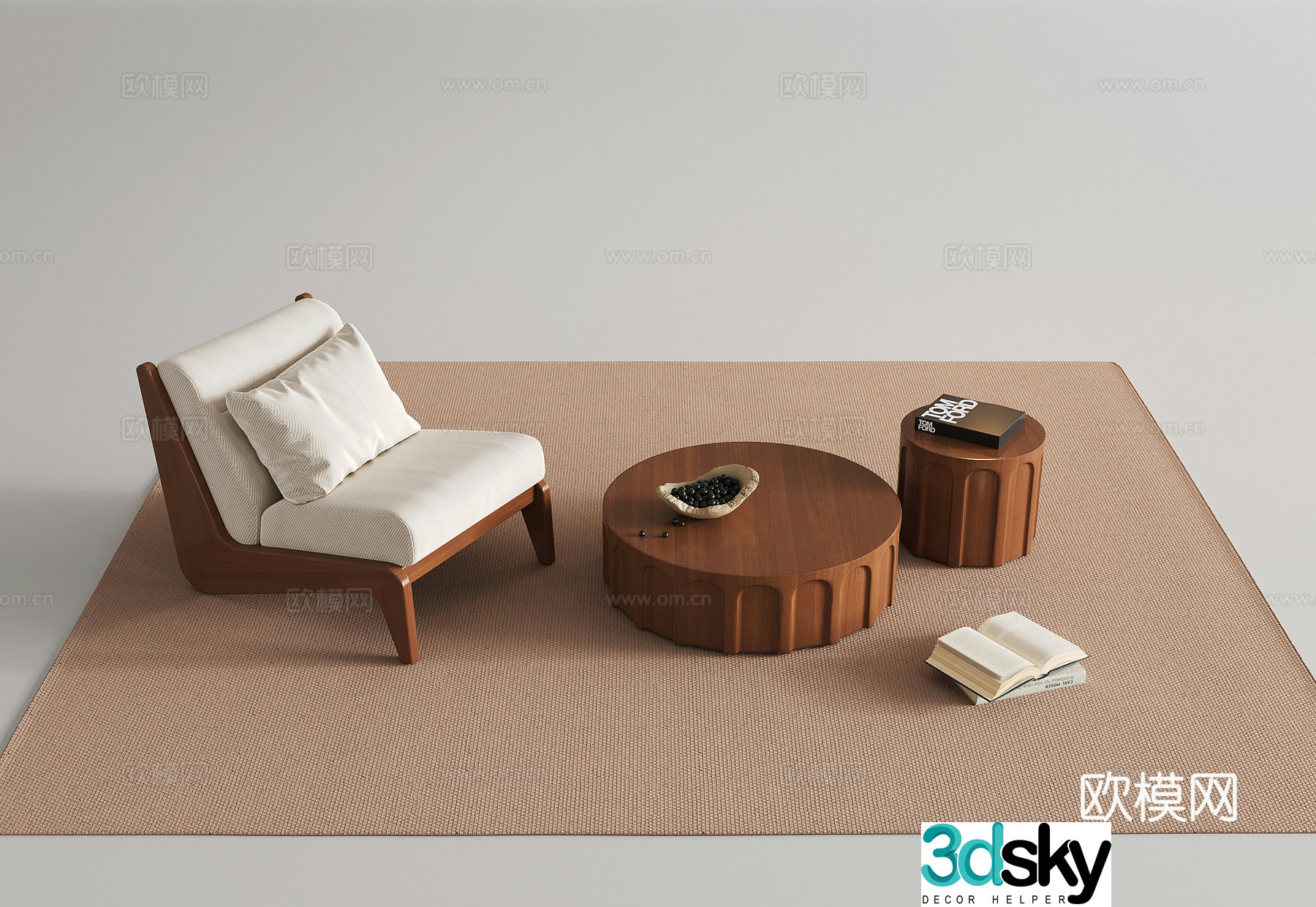 Modern medieval leisure chair single chair side and corner wooden chair 3d model