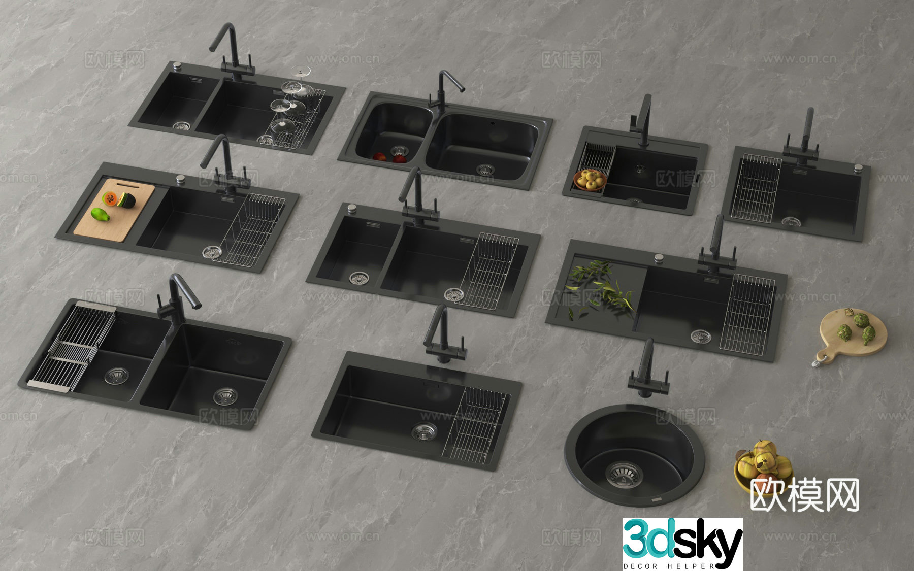 Modern sink Kitchen sink Built-in sink Washing basin 3D model
