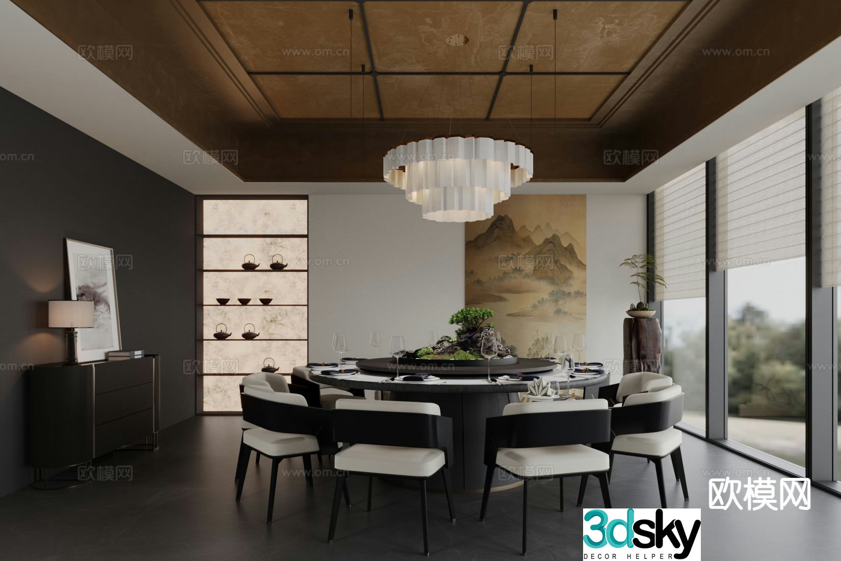 New Chinese restaurant private room private room 3D model