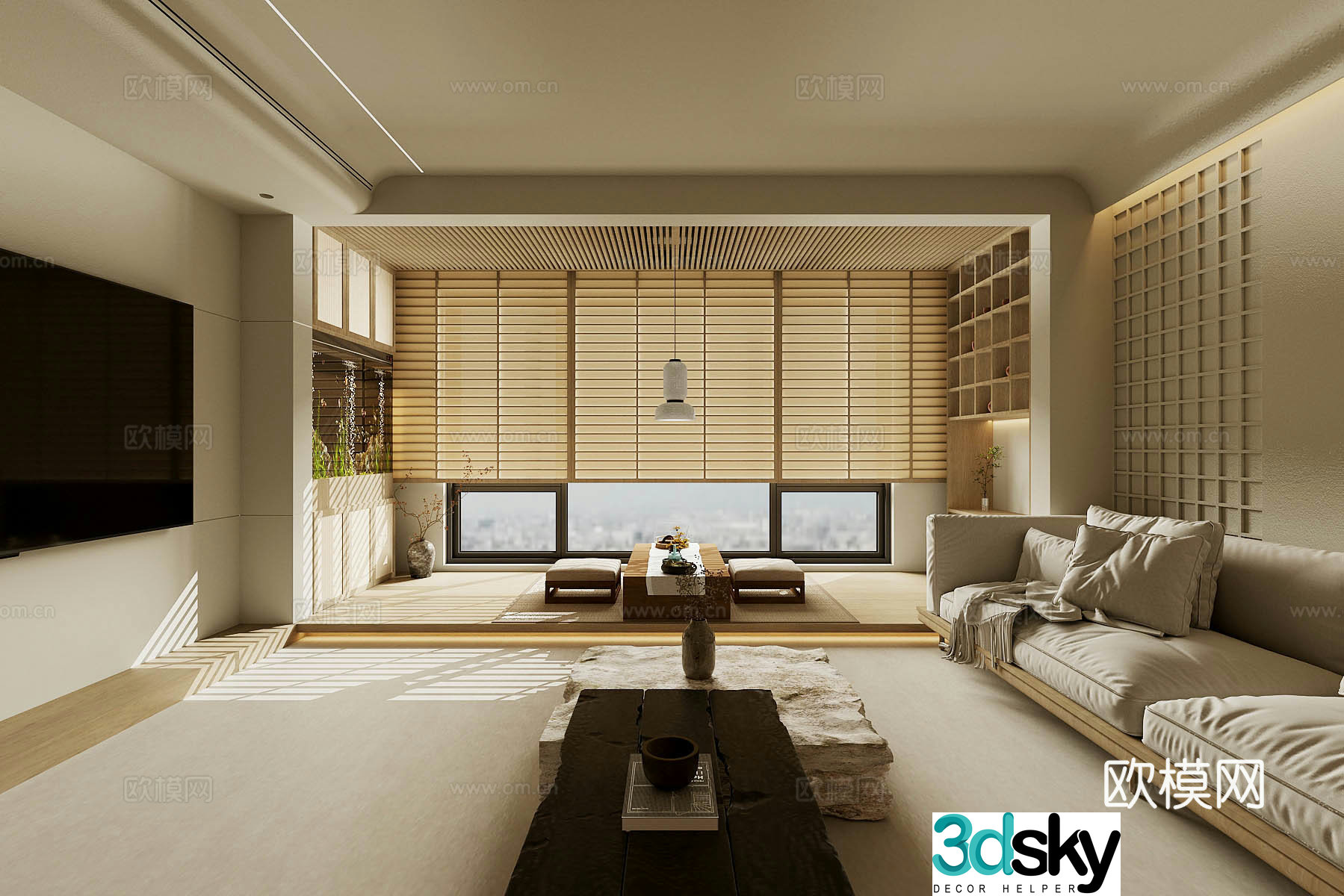 Modern living and dining room sofa and coffee table combination light luxury home living and dining room fabric sofa 3D model without a master light