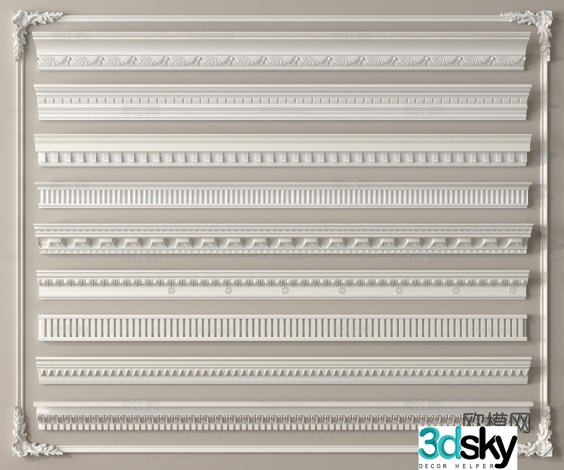 Gypsum lines Ceiling corner line 3d model