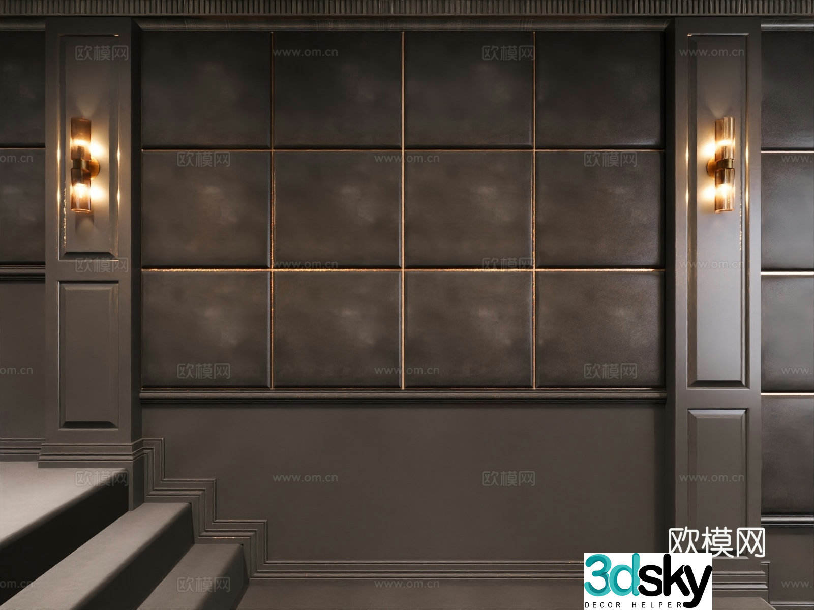 Modern retro hard bag soft bag background wall 3d model