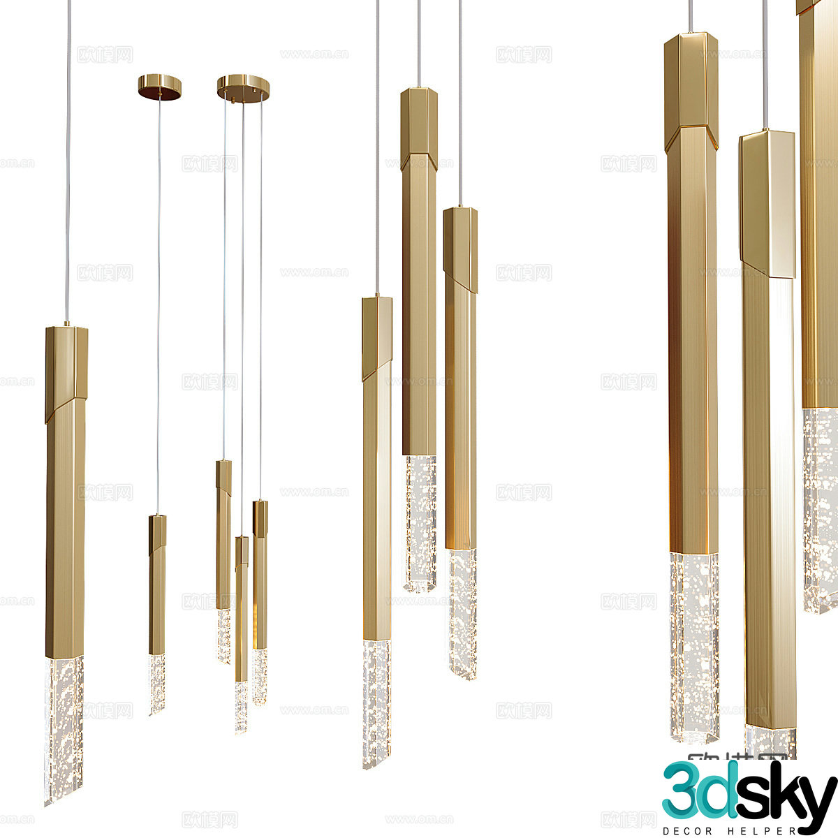 Modern light luxury decorative chandeliers 3d model