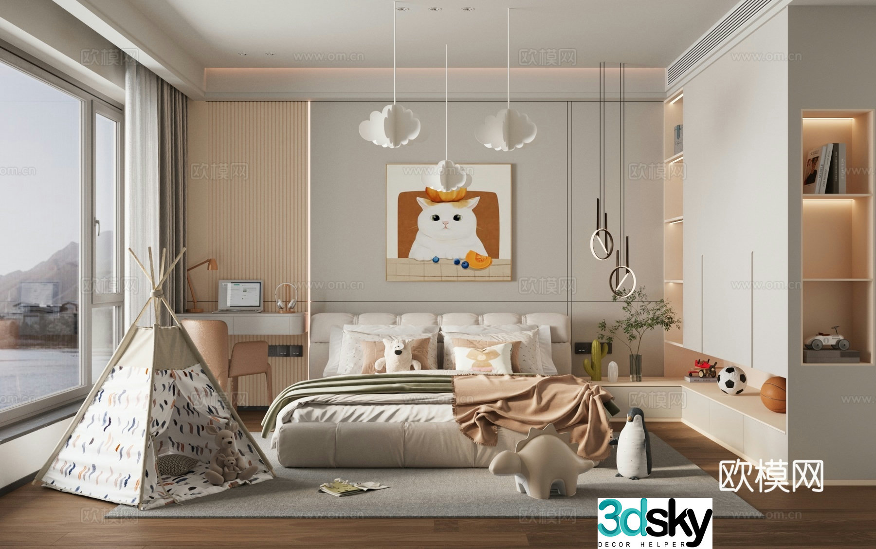 Modern girl room children’s room 3d model