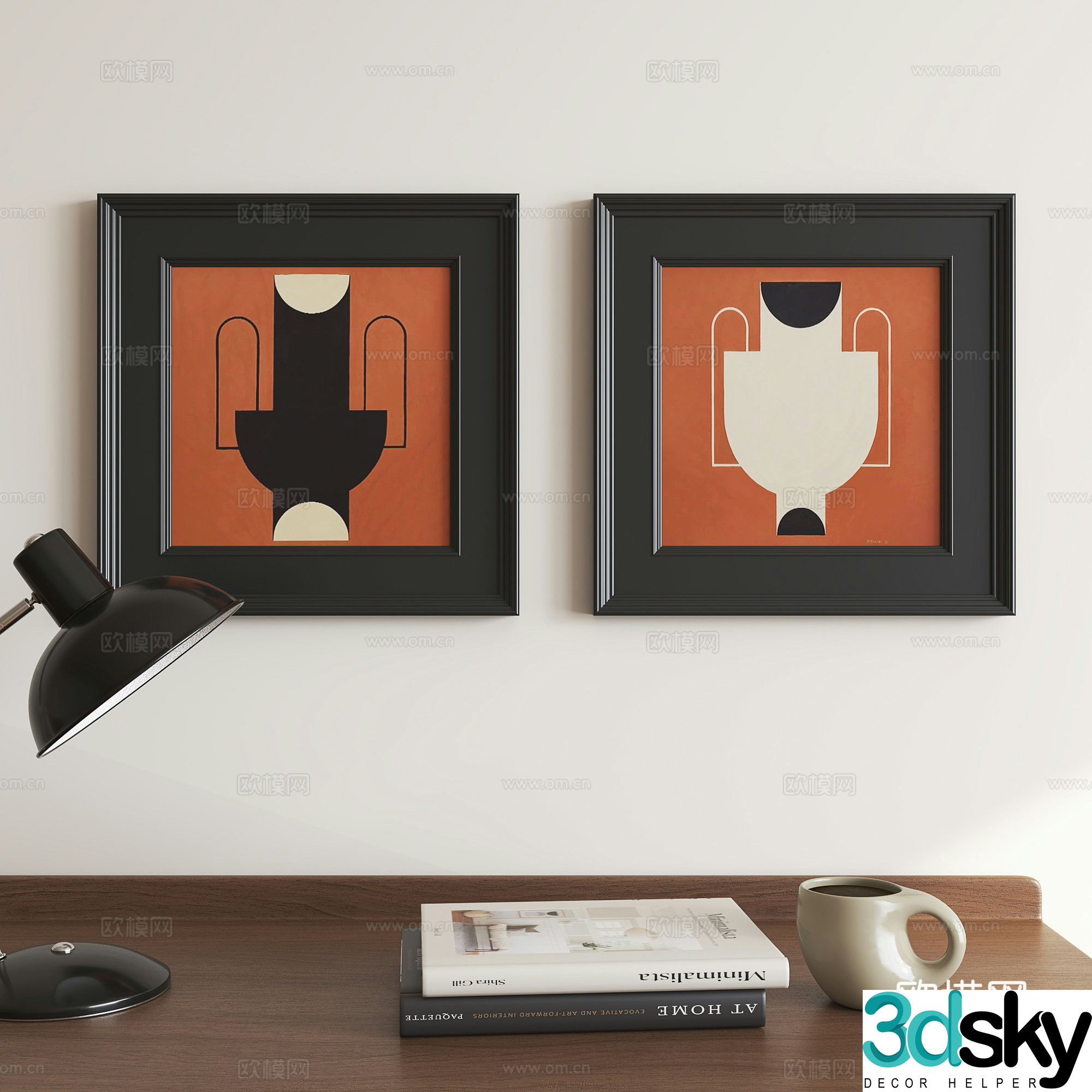 Modern medieval abstract hanging painting 3d model