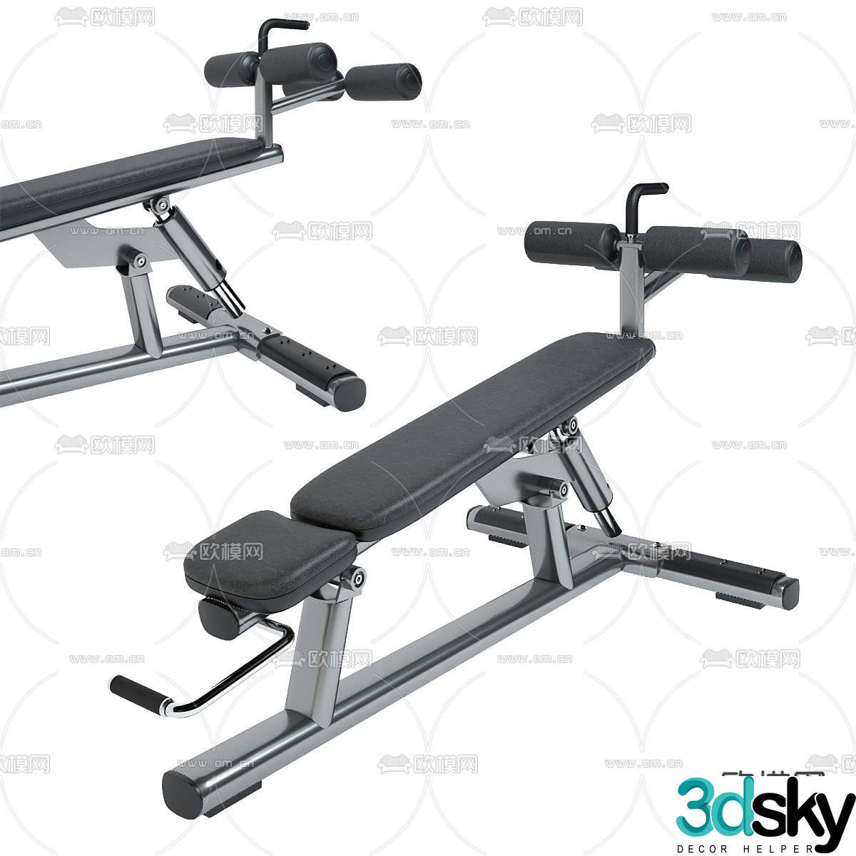Fitness equipment sit-ups 3d model