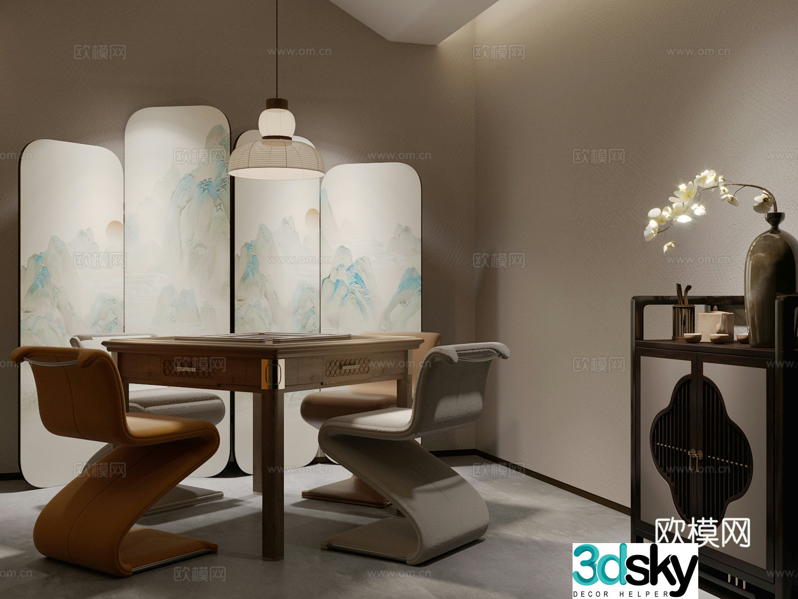 New Chinese chess and card room Mahjong room 3D model