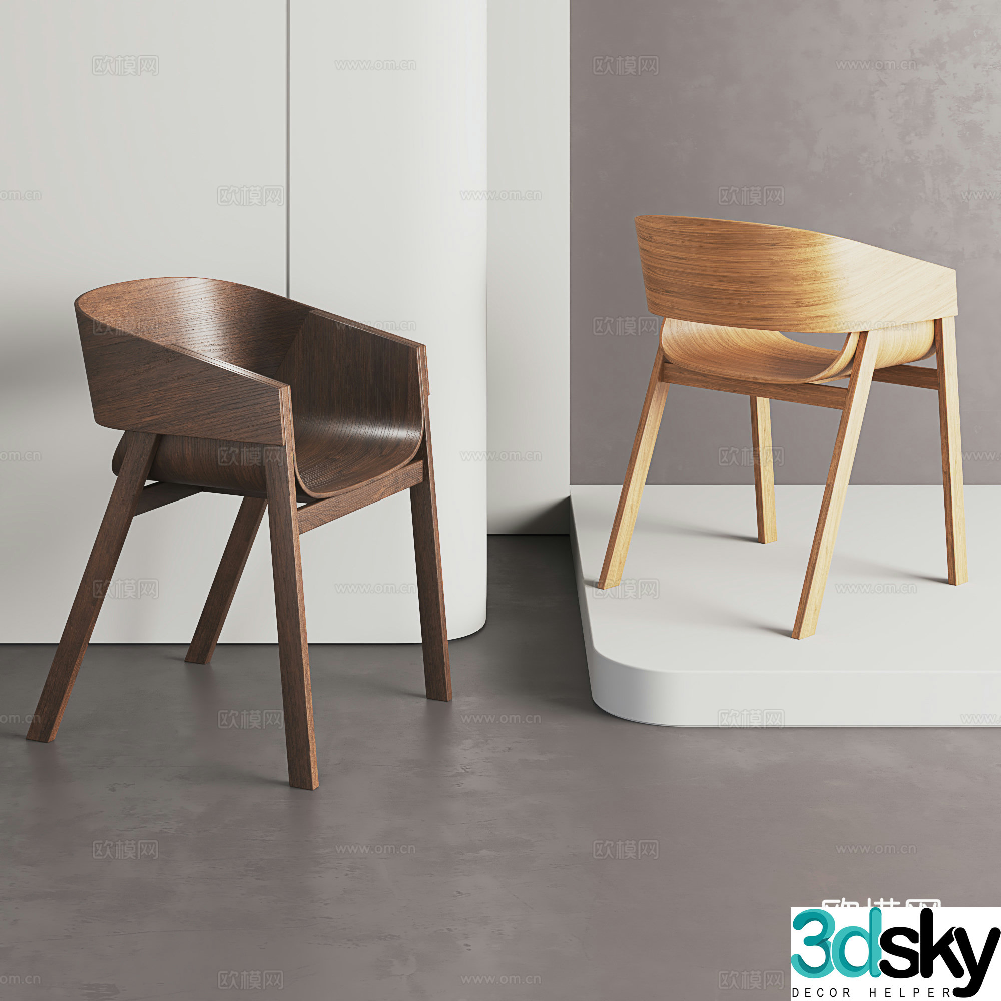 Retro dining chair Wasabi wind chair Solid wood backrest chair Cafe chair Desk chair 3d model
