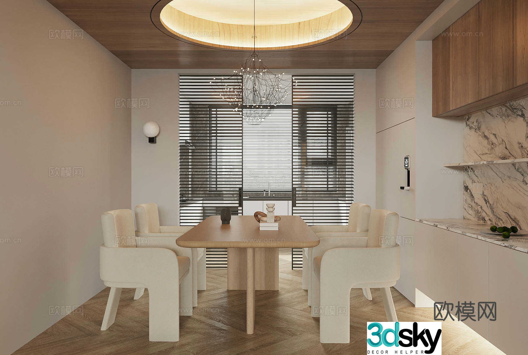 Log style home living and living restaurant Cream style living restaurant No owner lights Medium style dining table and chair 3D model