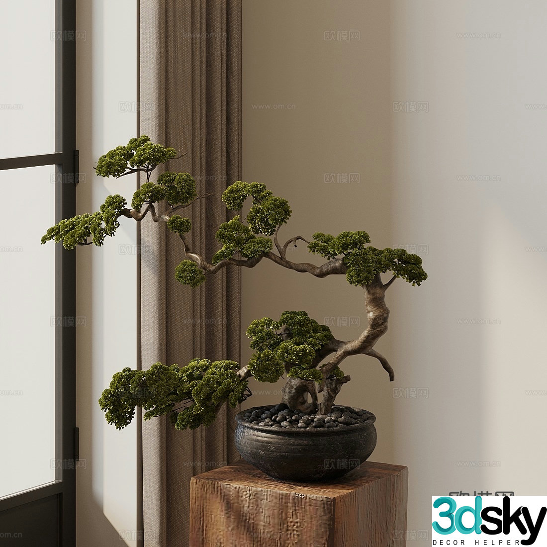 New Chinese Potted Plants Welcoming Pine Potted Plant 3D Model
