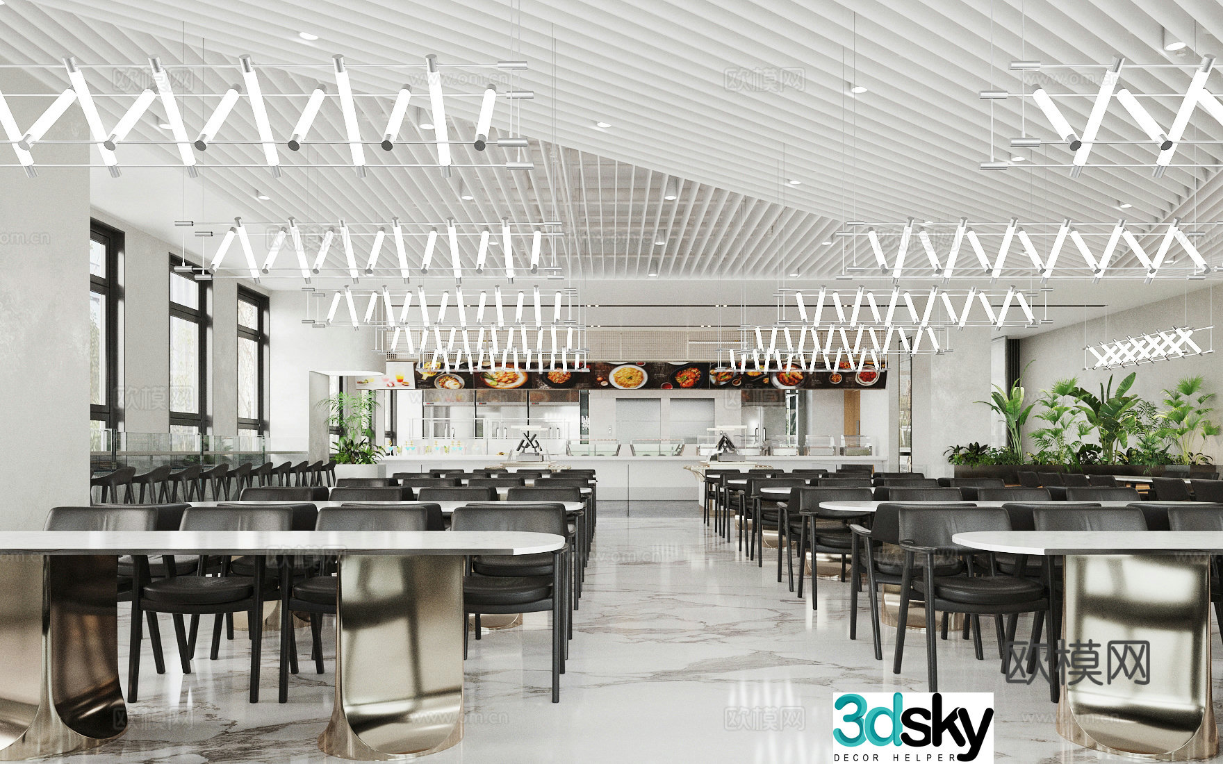 Modern company canteen canteen employee restaurant 3D model