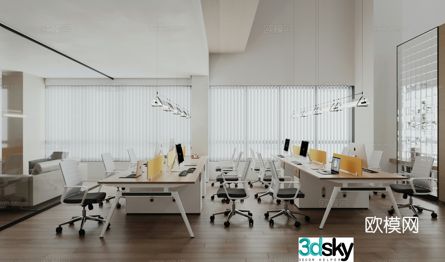 Modern office Public office area Worker area 3D model