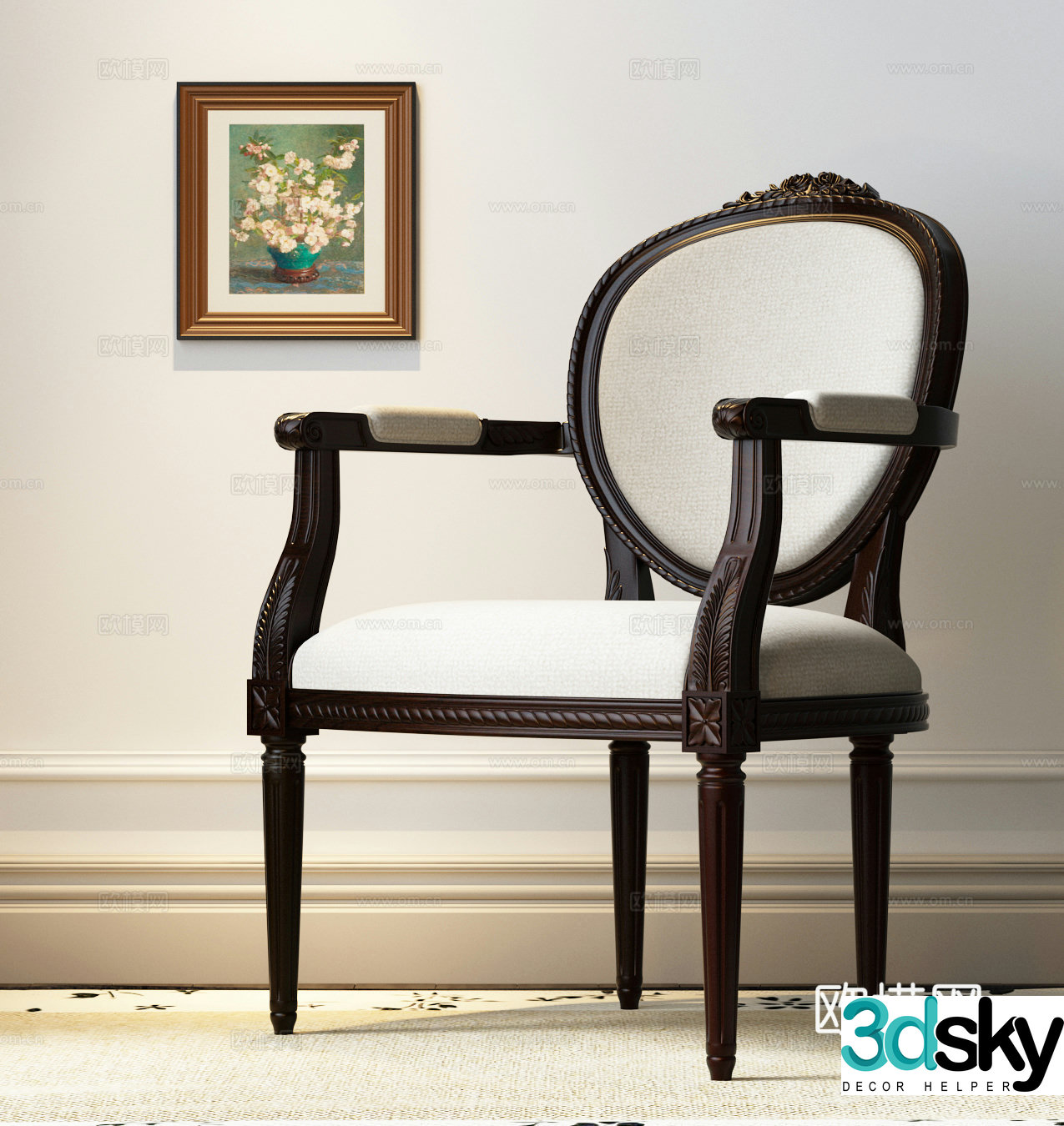 American casual chair French casual chair European casual chair American dining chair 3D model