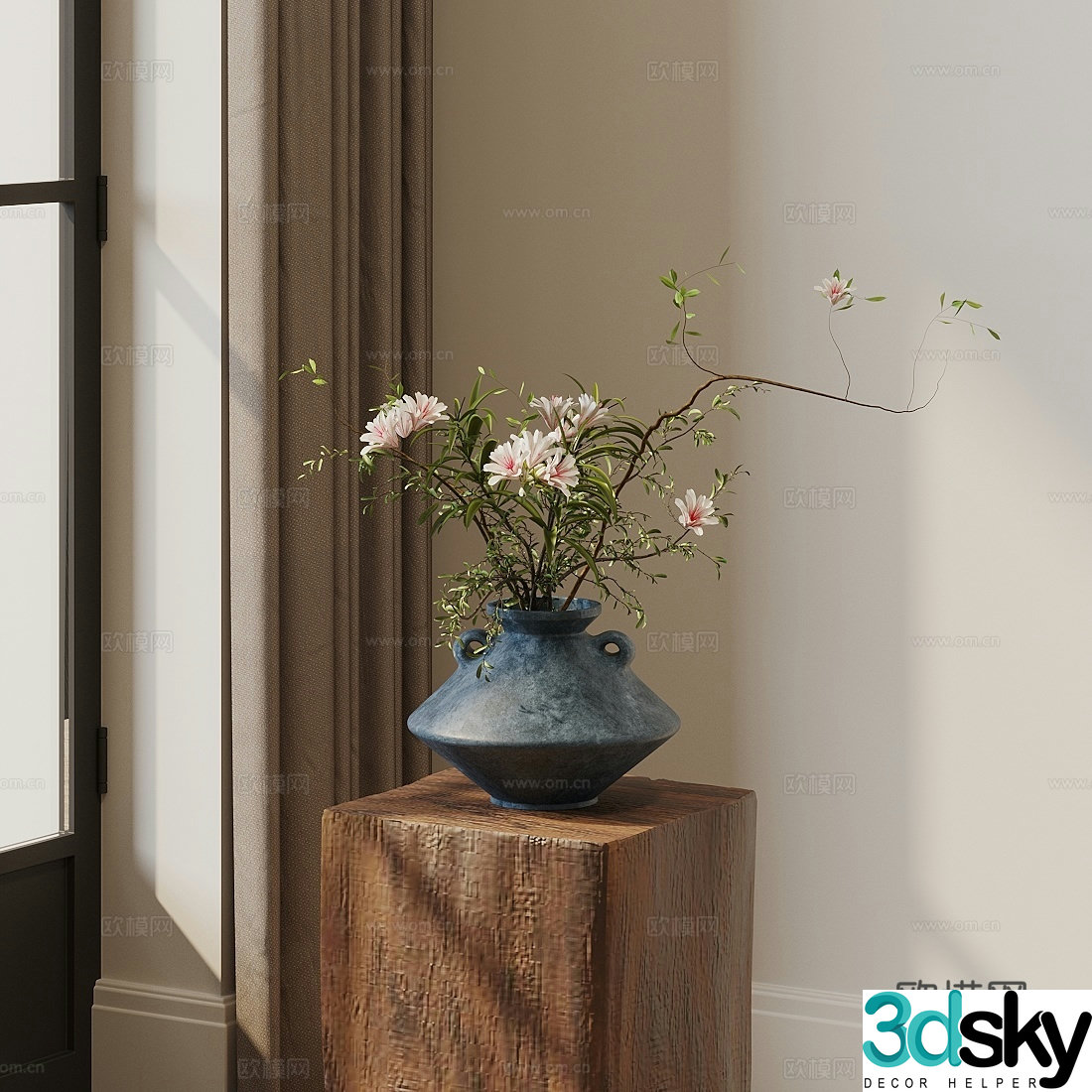New Chinese style flower art vase flower arrangement 3D model