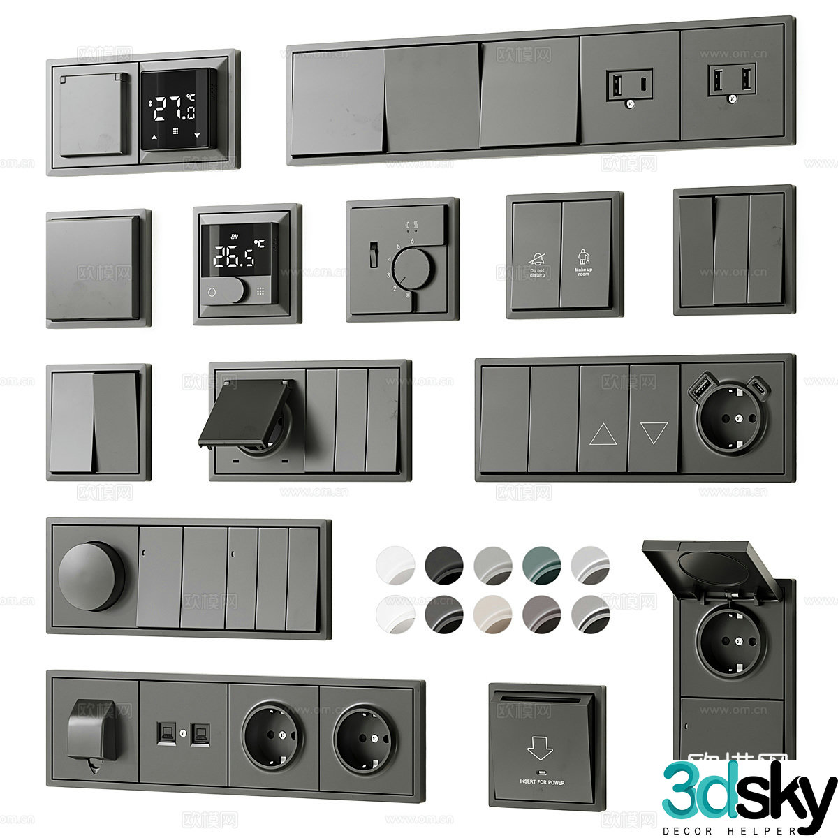 Donel R98 Series Sockets and Switches 3D Model