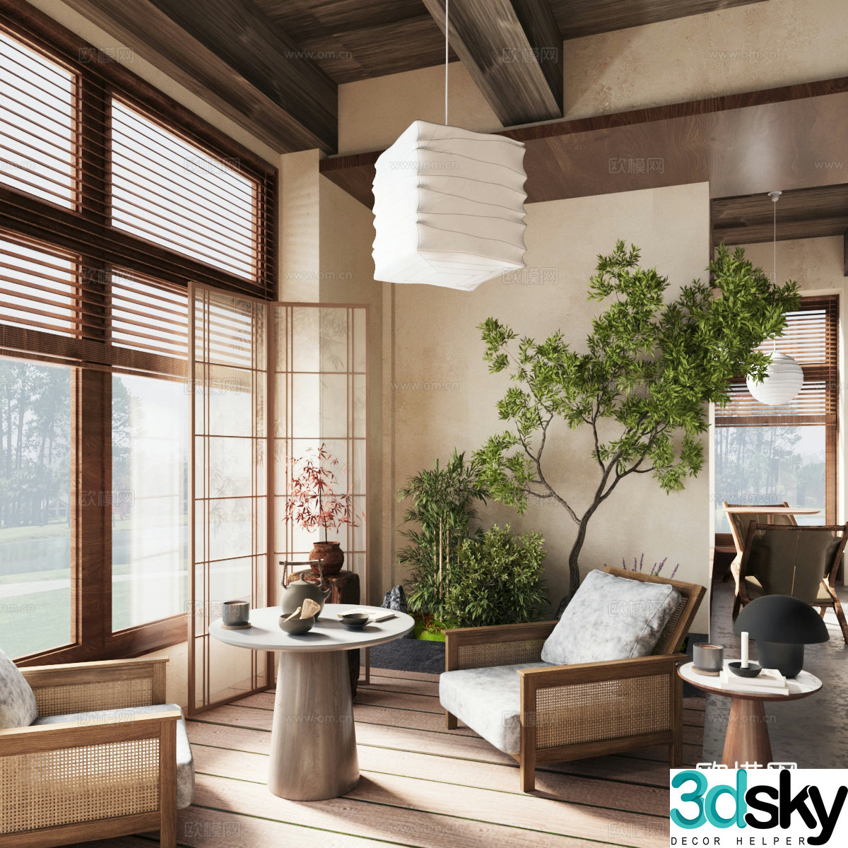 3D model of medieval style cafe corner