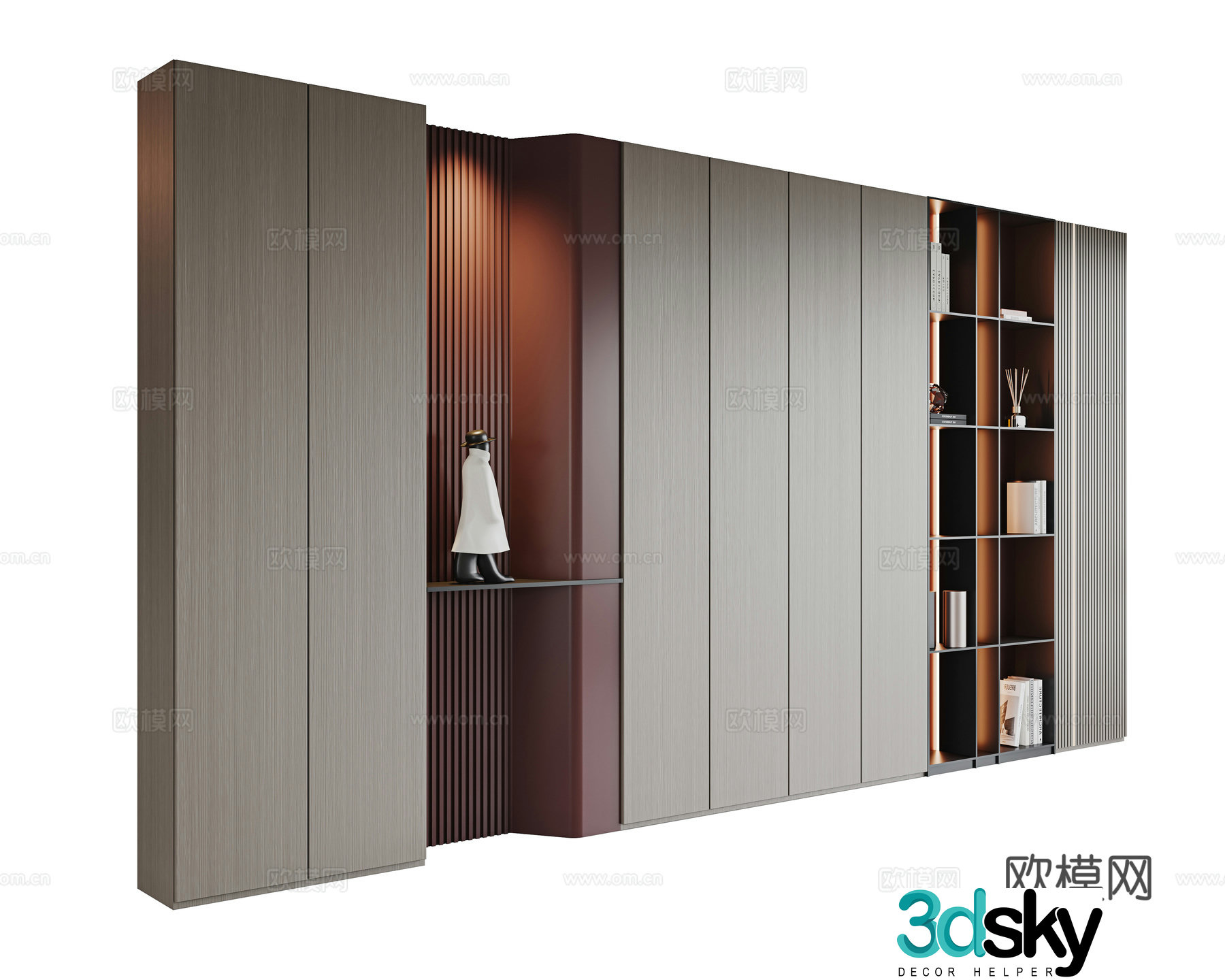 Italian modern bookcase bookcase bookcase study bookcase living room bookcase open bookcase office bookcase 3d model