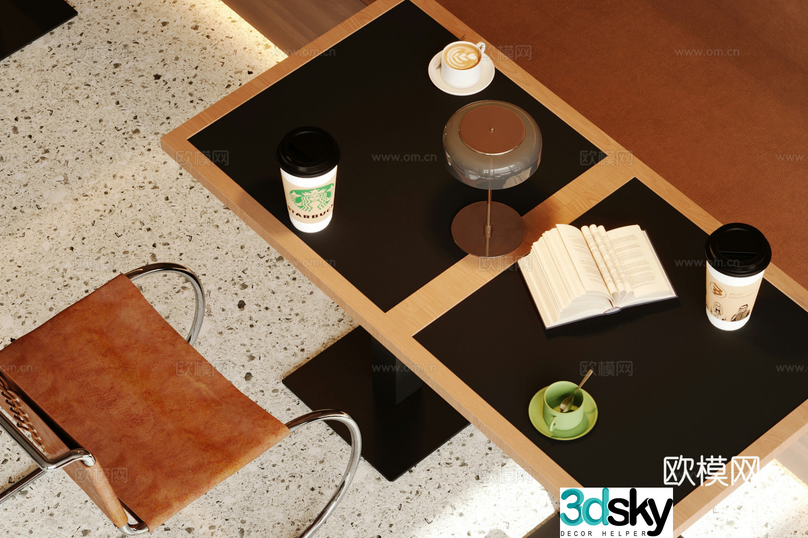 Tableware Coffee cup Disposable coffee cup Table lamp Casual chair Single chair Mug 3d model