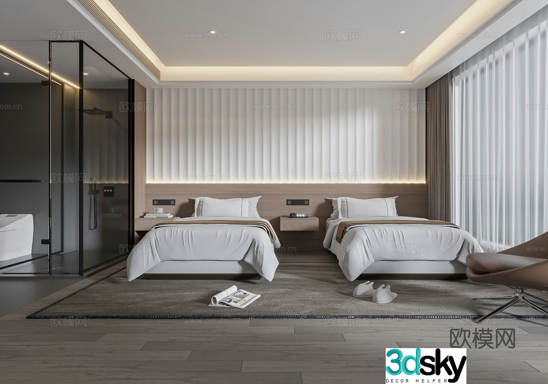 Modern hotel room King room Hotel room Standard room Hotel hotel Hotel bathroom Hotel 3d model
