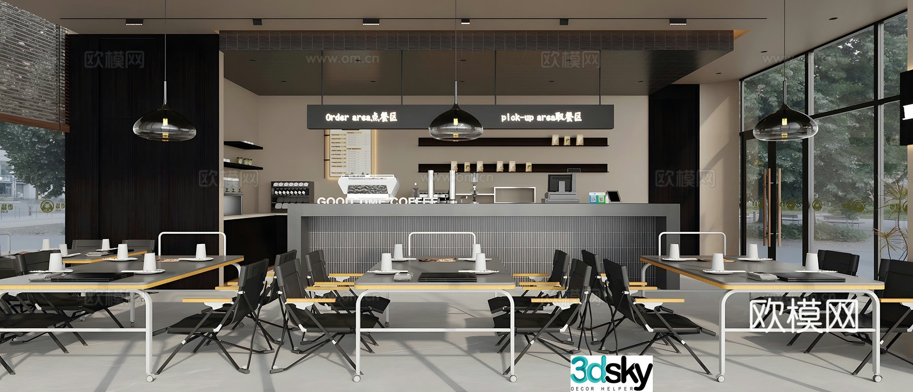 Industrial style cafe 3d model