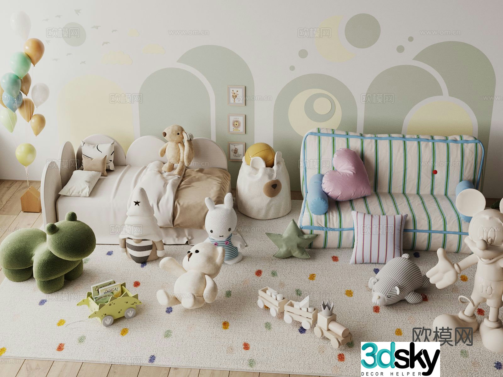 Modern children’s sofa toys doll 3d model