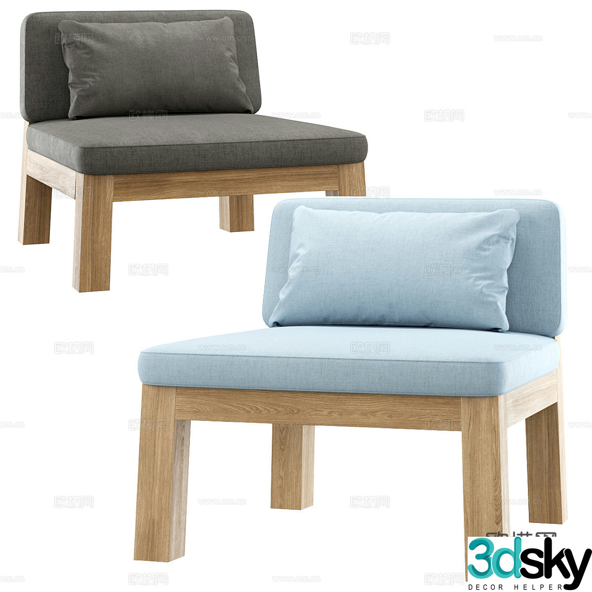 Fabric leisure chair indoor leisure chair outdoor leisure chair backrest chair courtyard leisure chair wooden 3d model