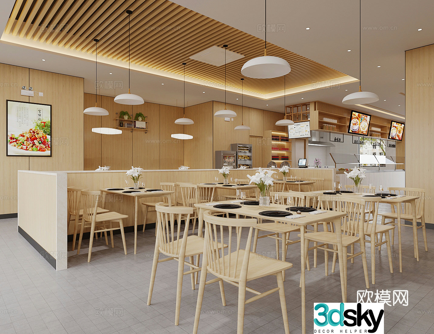 Nordic fast restaurant fast food restaurant 3d model