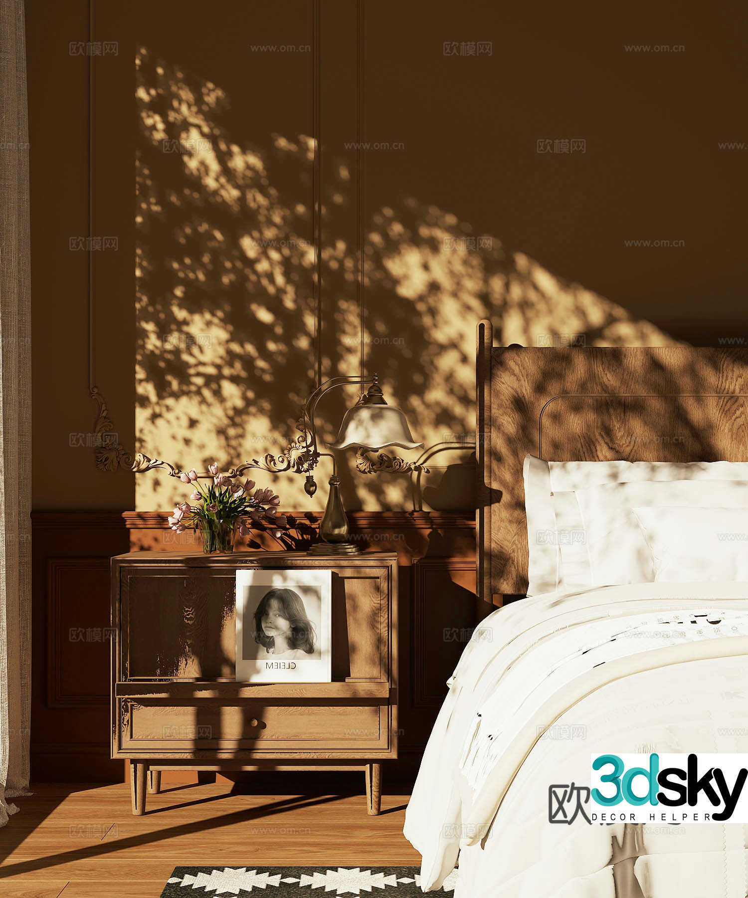 Middle-aged bedside table Middle-aged decoration cabinet Magazine cabinet Side cabinet Decoration cabinet ornament 3D model