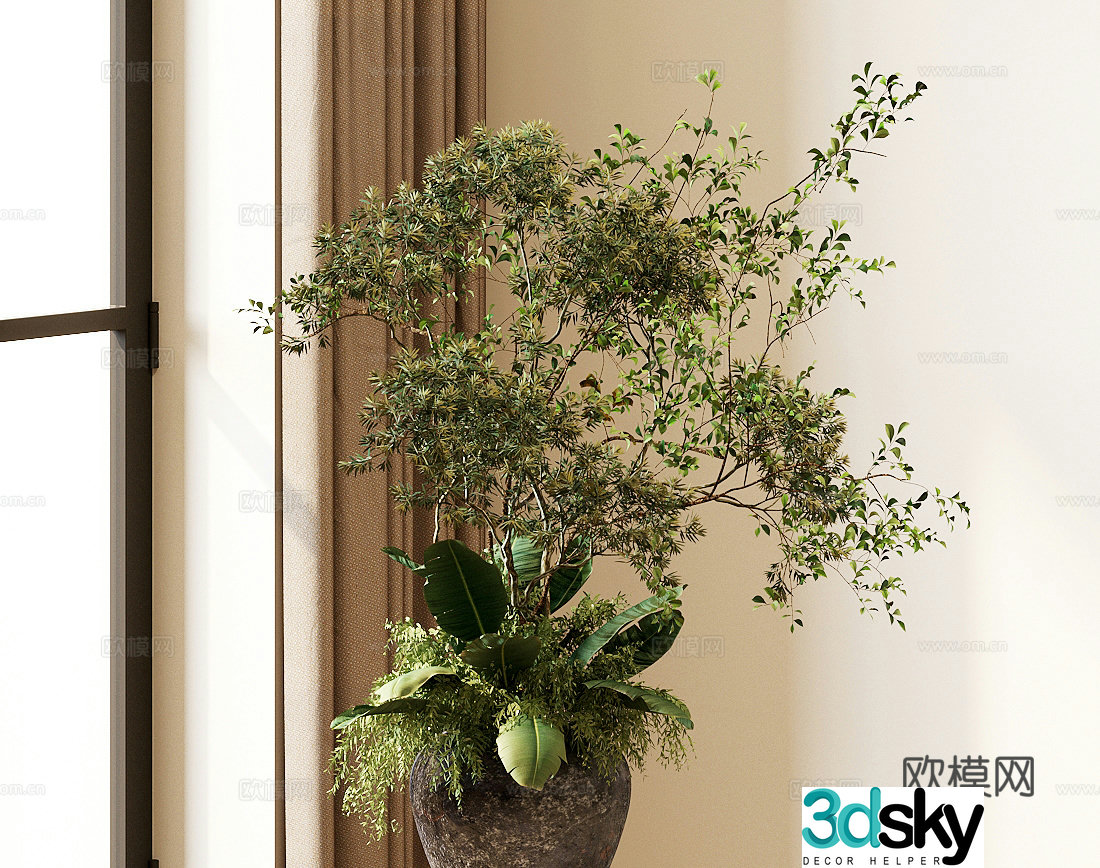 Flower art simulated plants flower arrangement green plants 3D model