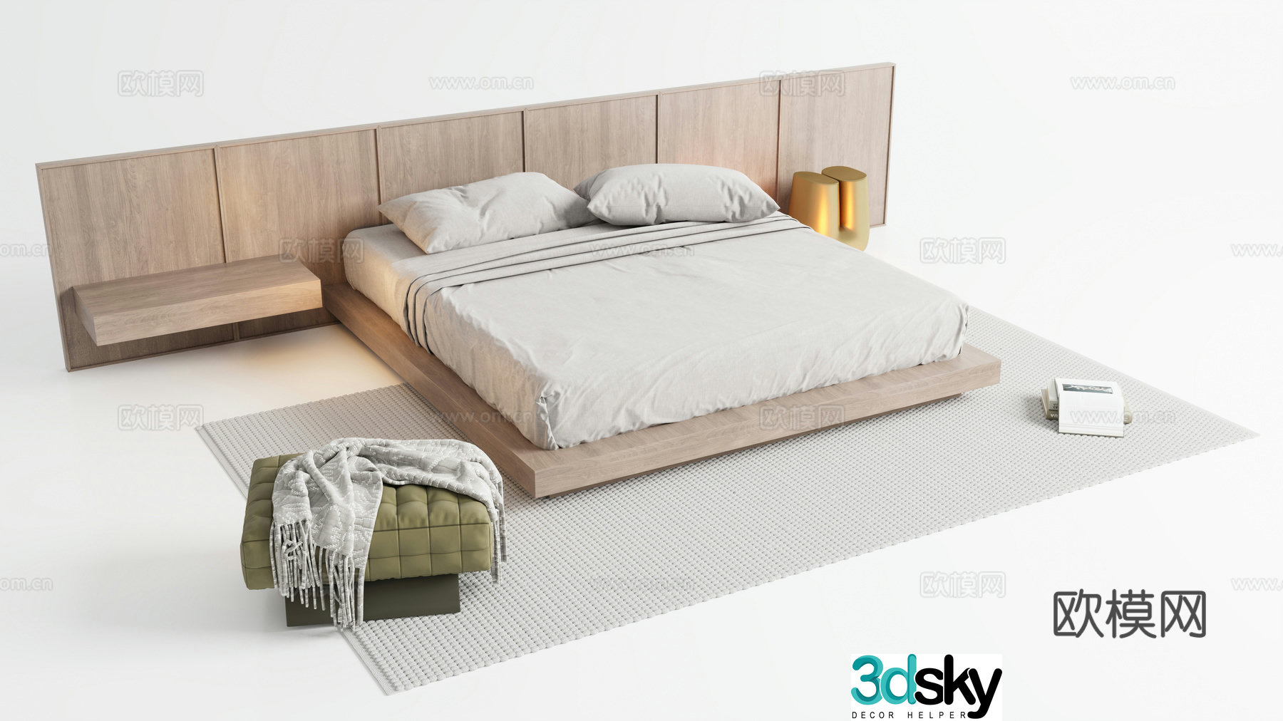 Double bed Master bedroom Single bed Bedroom 3d model