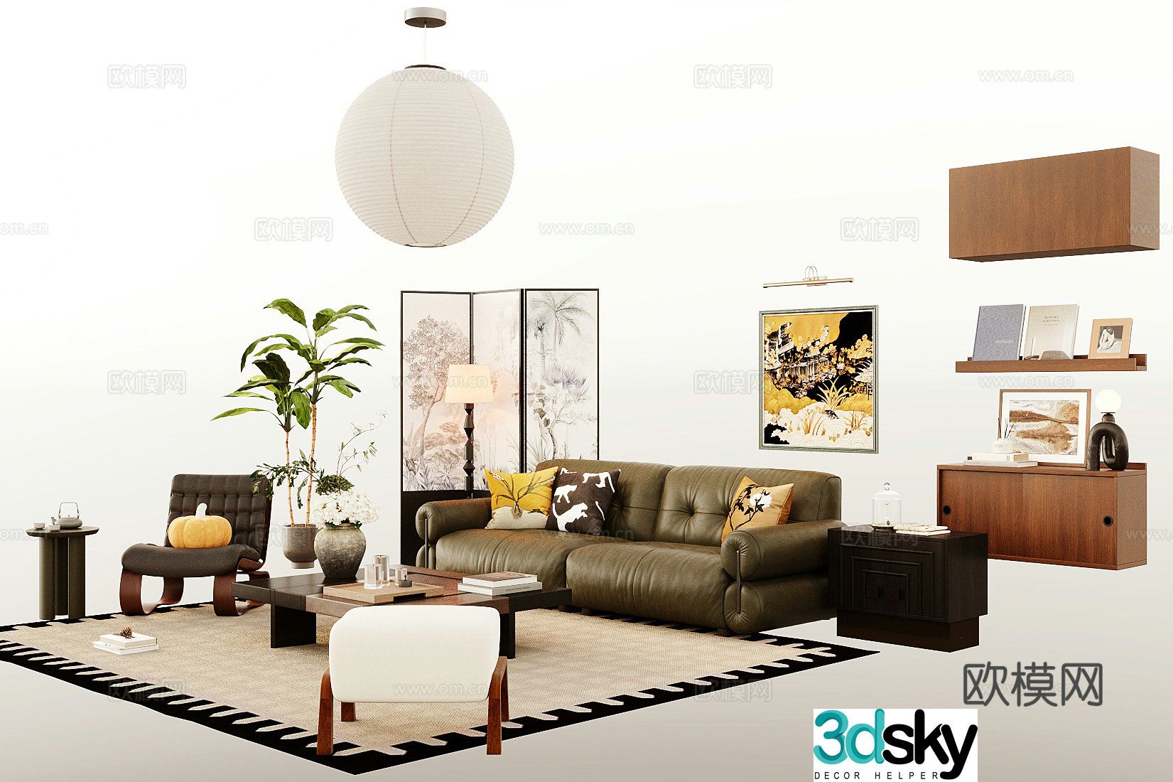 Middle style combination sofa 3D model