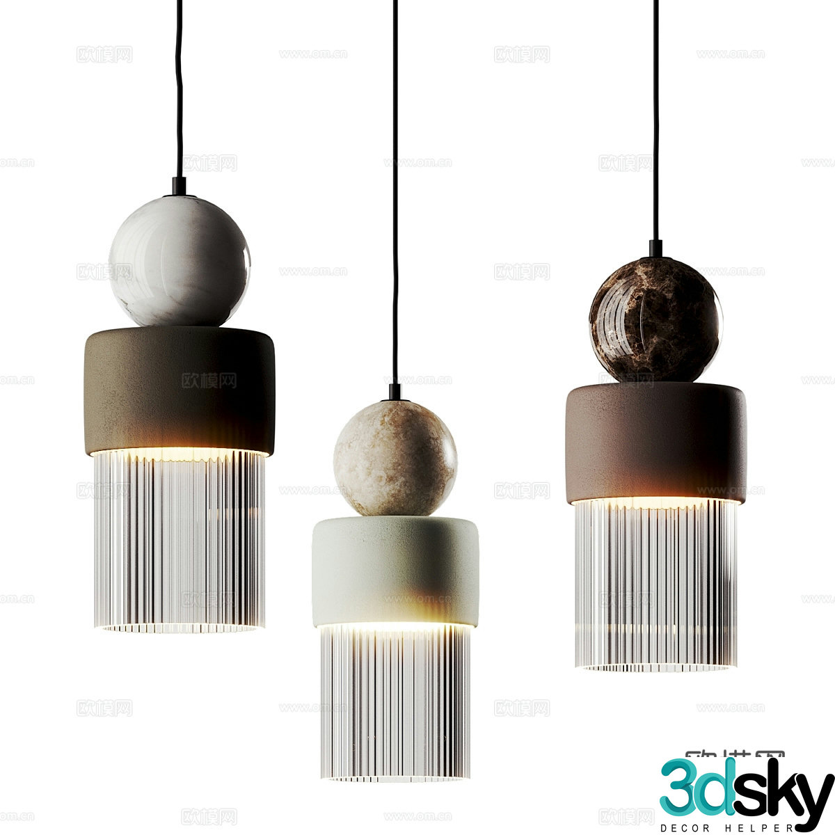 Modern Italian light luxury decorative chandeliers 3D model