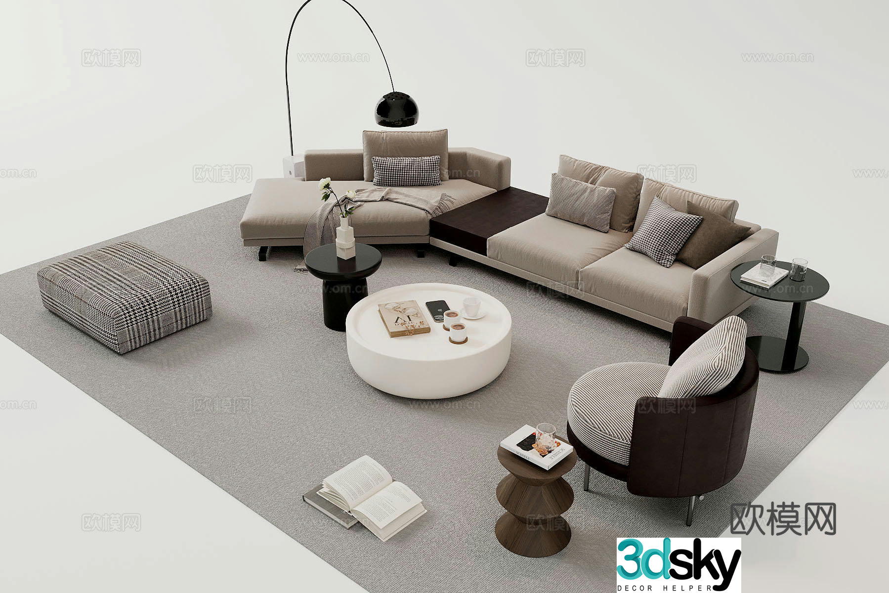 Sofa coffee table combination 3D model