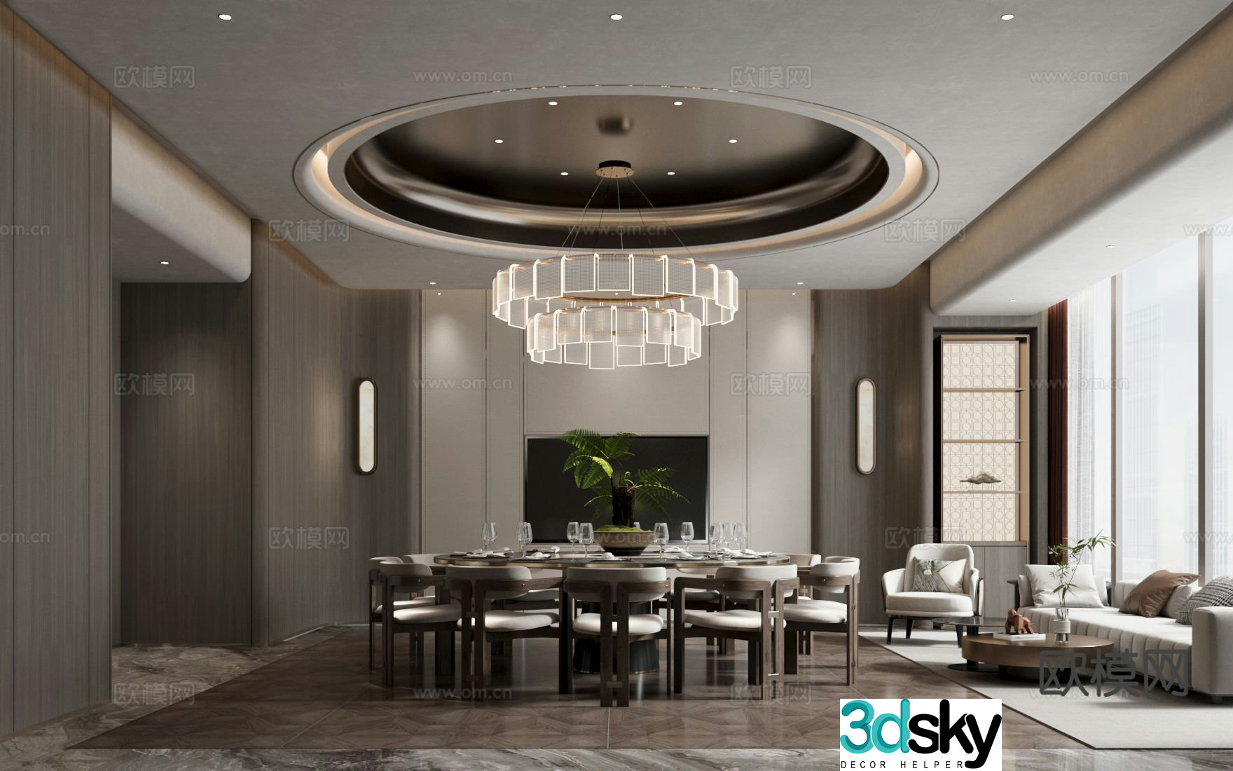 Chinese restaurant private room 3D model