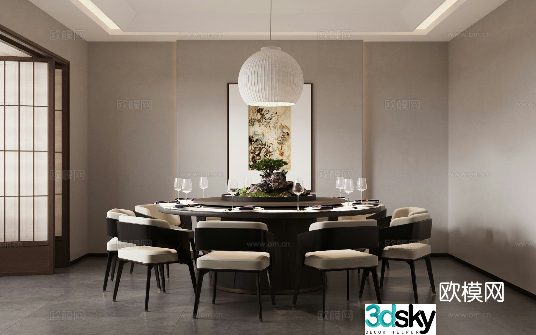 New Chinese-style Chinese restaurant private room 3D model