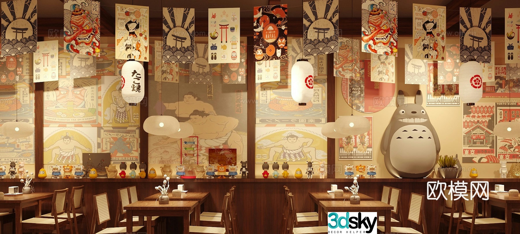 Japanese cuisine restaurant Japanese cuisine restaurant 3d model