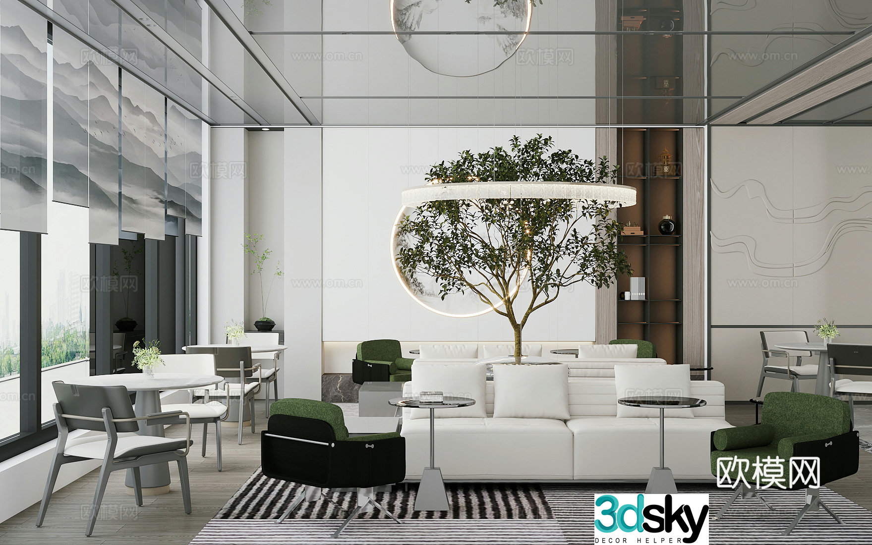 Modern sales department negotiation area 3D model
