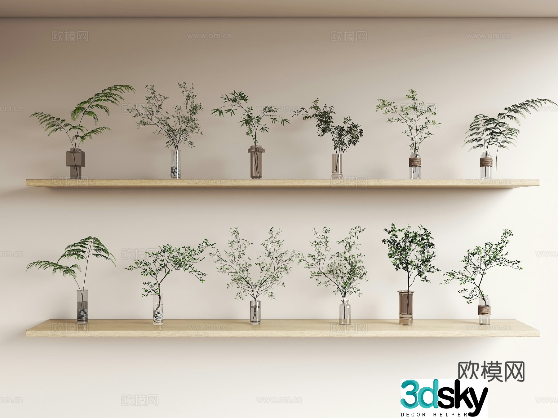 Vase flower art aquatic plants glass bottle insert branches branch vase glass vase plant 3d model