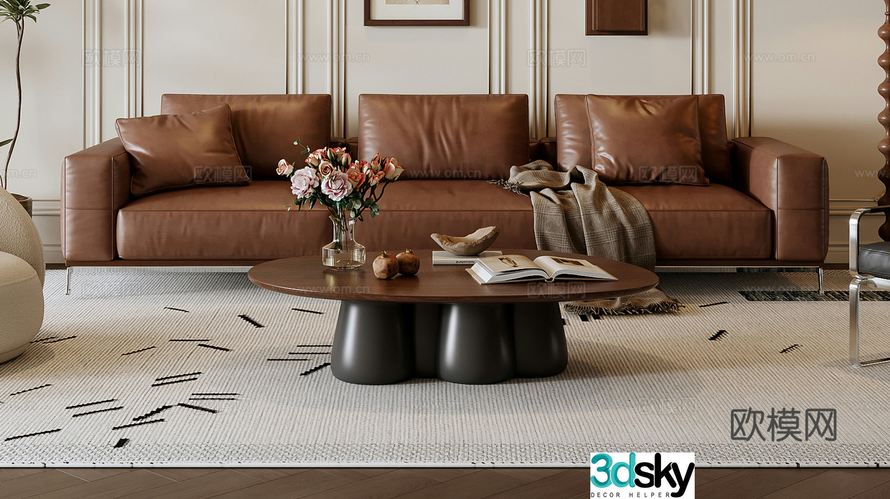 French sofa coffee table combination 3D model
